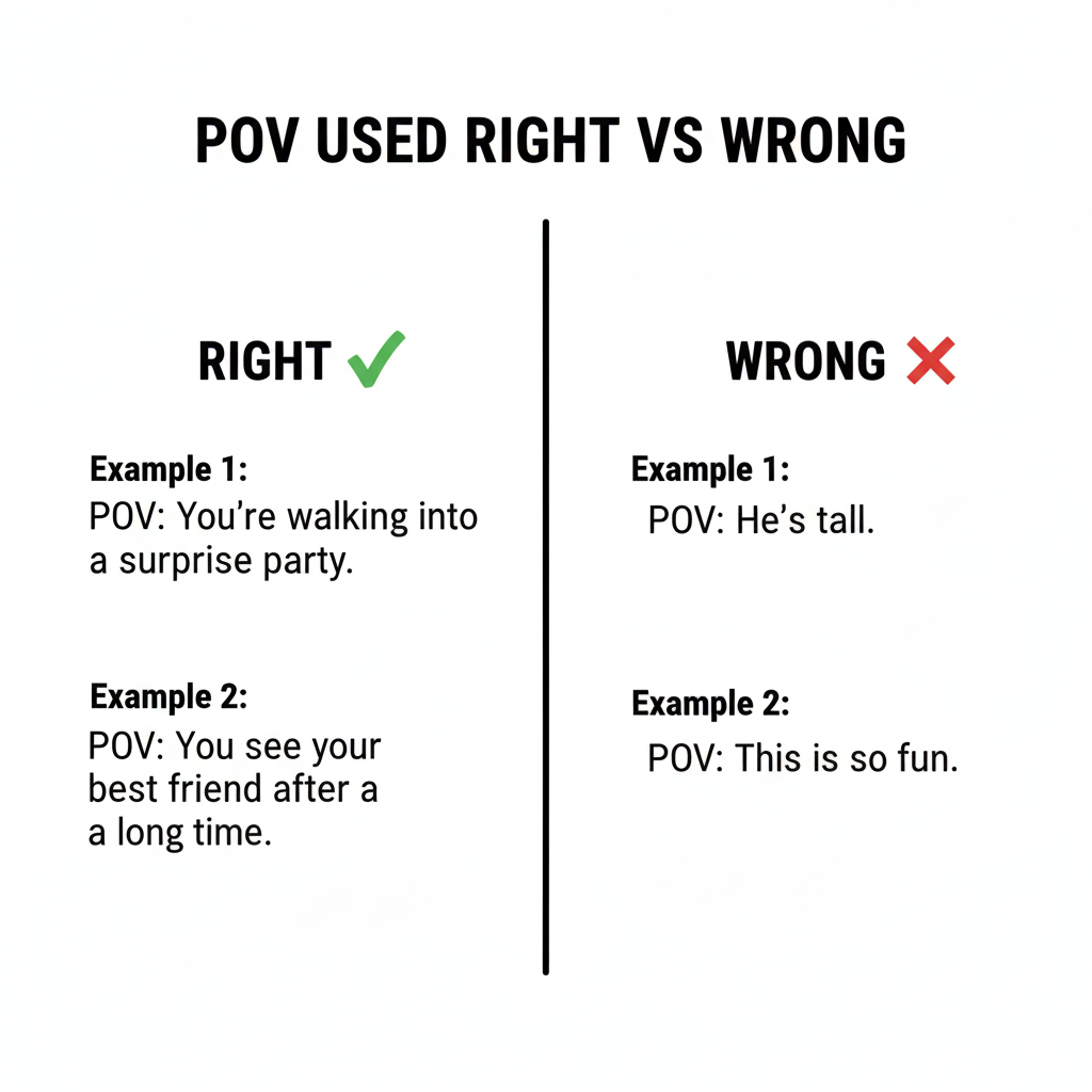 POV used right vs wrong examples for POV